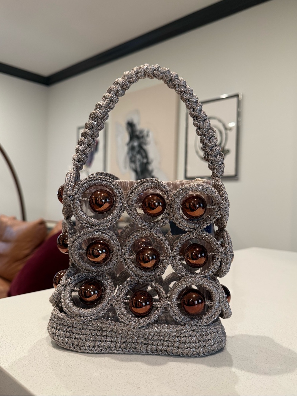 NWOT✨ My Beachy Side Rafa Hand-Crocheted Beaded Bucket Bag Stone Cult Gaia Style - Picture 6 of 9